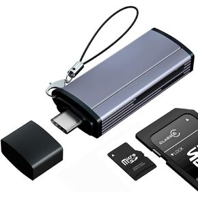 USB-C & USB 3.0 SD Card Reader, 2-in-1 Memory Card Reader Adapter with Dual Connectors - Supports SD/Micro SD/SDXC/SDHC/MMC/RS-MMC/UHS-I, Compatible with MacBook Pro/Air, iPad Pro, Galaxy S23 etc.