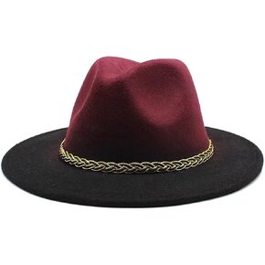 Fedora Hats for Women,Hats for Women Fashionable,Womens Fedora hat,GradientFeltpanama hat，Chain and Feather