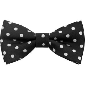 Boys Bow Tie, Black Polka Dot Girl Bow Tie, Pre-tied Adjustable Kids Bow Tie Wedding Party School