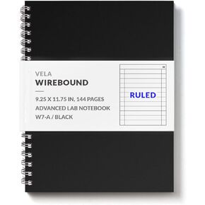 W7-B Expanded Wirebound Lab Notebook, 9.25 x 11.75 in (23.5 x 30 cm), 144 Pages, Double Wire Looped, 70lb Heavyweight Paper (1-Pack, Grid)