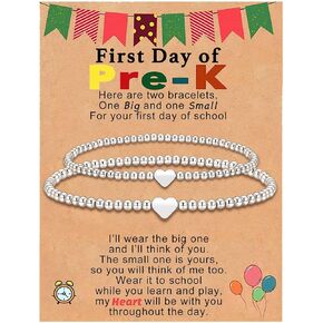 2pcs First Day Of School Gifts For Mother Daughter, Back To School Matching Bracelets For Mommy And Me