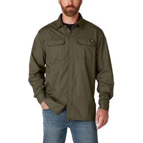 Dickies mens Dickies Men's Flex Ripstop Long Sleeve Button Down Shirt, Military Green, Large US