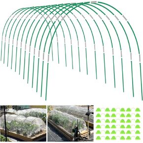 Garden Hoops for Raised Bed, 6 Sets of 8FT Long Greenhouse Hoops Grow Tunnel, Rust-Free Fiberglass Support Hoops Frame for Netting, DIY Plant Support Garden Stakes for Row Cover, 36pcs