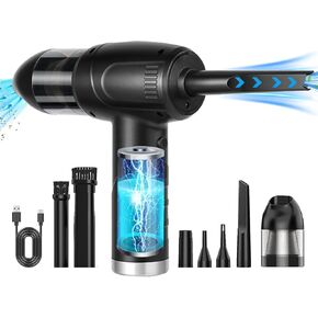 Kairiyard Compressed Air Duster, Electric Air Duster & Vacuum Cleaner 2 in 1, 12500 RPM 9000mAh Canned Air Rechargeable Cordless Air Duster Can for Computer Keyboard Electronics Car Cleaning