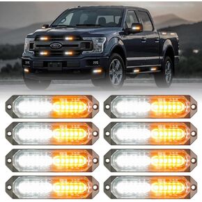 8 قطع من مصابيح LED الأرجوانية لمرافقة الجنازة في حالات الطوارئ، شريط إضاءة نحيف للغاية، ميزة مزامنة سطحية للتحذير من المخاطر، ضوء وامض لرجال الإطفاء/الشرطة/الشاحنات/المركبات/السيارة