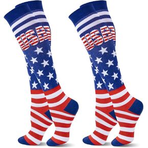 American Flag Socks for Kids 4th of July Middle Star Stripe and USA Socks Patriotic Freedom Day Gifts