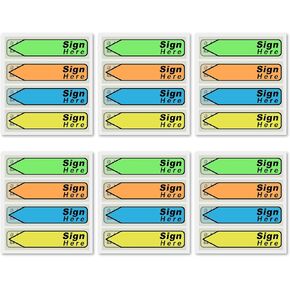 600pcs Stickers(6 Pack) Sign Here Labels, Sign Here Flags Sticky Notes Initial Tabs with Dispenser Arrow Labels Easy to Post for Office School Notary Books(Light green 1)