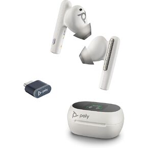 سماعات أذن Poly Voyager Free 60 UC True Wireless (Plantronics) - ميكروفونات مانعة للضوضاء للمكالمات الواضحة - ANC - حافظة شحن محمولة - متوافقة مع iPhone وAndroid وPC/Mac وZoom وTeams - حصريًا لأمازون