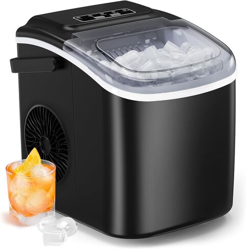 Silonn Ice Makers Countertop, 26Lbs/24H, Self-Cleaning Ice Machine, 9 Cubes Ready in 6 Mins, 2 Sizes of Bullet Ice for Home Kitchen Office Bar Party in Kuwait