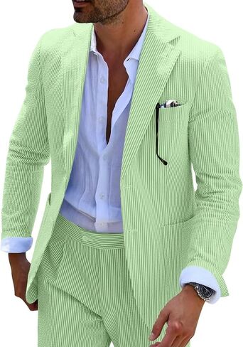 Mens Blue Seersucker Summer Suits Grooms Sear Sucker Suit for Wedding Mens Formal Suits Slim Fit in Saudi Arabia