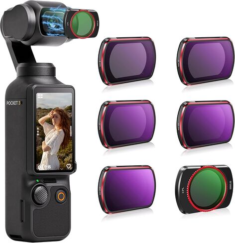 STARTRC ND Filters Set for DJI Osmo Pocket 3 Creator Combo Accessories - 6 Pack CPL,ND 8,ND 16,ND 32,ND 64,ND256(Magnetic)(Aluminum Version) in Kuwait
