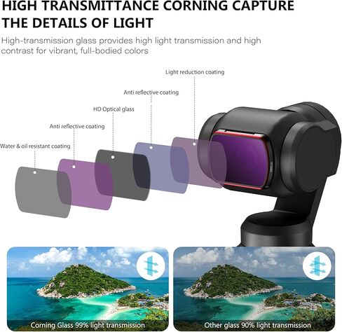 STARTRC ND Filters Set for DJI Osmo Pocket 3 Creator Combo Accessories - 6 Pack CPL,ND 8,ND 16,ND 32,ND 64,ND256(Magnetic)(Aluminum Version) in Kuwait