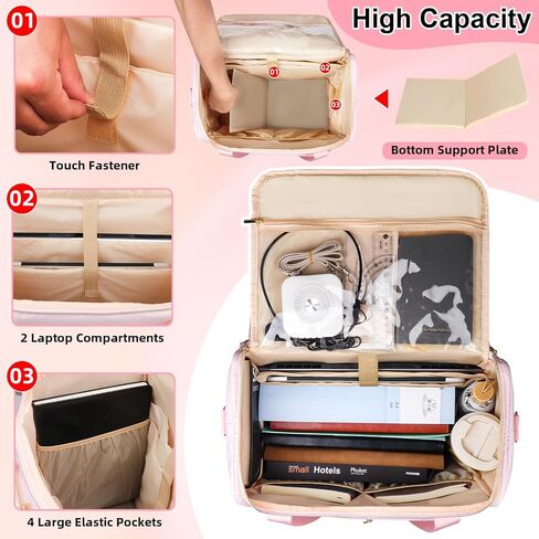 Rolling Teacher Tote Bag with Detachable Trolley, Wheeled Teacher Bag with 15 Inch Laptop Compartment in Saudi Arabia