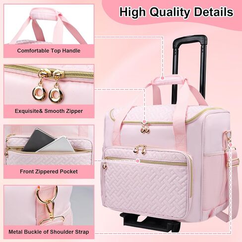 Rolling Teacher Tote Bag with Detachable Trolley, Wheeled Teacher Bag with 15 Inch Laptop Compartment in Saudi Arabia