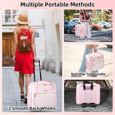 Rolling Teacher Tote Bag with Detachable Trolley, Wheeled Teacher Bag with 15 Inch Laptop Compartment in Saudi Arabia