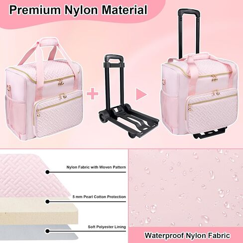 Rolling Teacher Tote Bag with Detachable Trolley, Wheeled Teacher Bag with 15 Inch Laptop Compartment in Saudi Arabia
