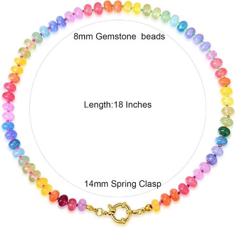 Beaded Gemstone Necklace For Women, Boho Beaded Choker Necklace, Rainbow Gemstone Beaded Necklaces, Choker Necklace For Women Beaded Necklace Boho Necklaces Handmade Jewelry Gift in Saudi Arabia