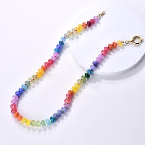 Beaded Gemstone Necklace For Women, Boho Beaded Choker Necklace, Rainbow Gemstone Beaded Necklaces, Choker Necklace For Women Beaded Necklace Boho Necklaces Handmade Jewelry Gift in Saudi Arabia