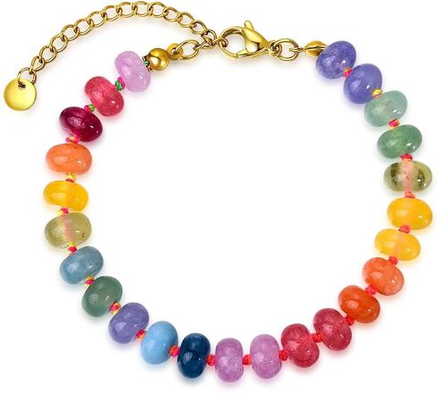 Beaded Gemstone Necklace For Women, Boho Beaded Choker Necklace, Rainbow Gemstone Beaded Necklaces, Choker Necklace For Women Beaded Necklace Boho Necklaces Handmade Jewelry Gift in Saudi Arabia