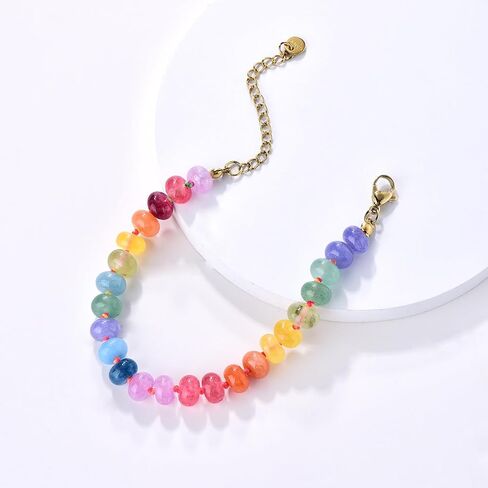 Beaded Gemstone Necklace For Women, Boho Beaded Choker Necklace, Rainbow Gemstone Beaded Necklaces, Choker Necklace For Women Beaded Necklace Boho Necklaces Handmade Jewelry Gift in Saudi Arabia