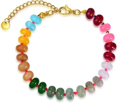 Beaded Gemstone Necklace For Women, Boho Beaded Choker Necklace, Rainbow Gemstone Beaded Necklaces, Choker Necklace For Women Beaded Necklace Boho Necklaces Handmade Jewelry Gift in Saudi Arabia