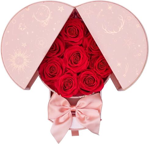 Preserved Roses in a Box Long Lasting Roses Last a Year Forever Romantic Gifts for Her Mother's Day Valentine's Day Anniversary Birthday (Round White Box, 7 Red Roses) in Saudi Arabia