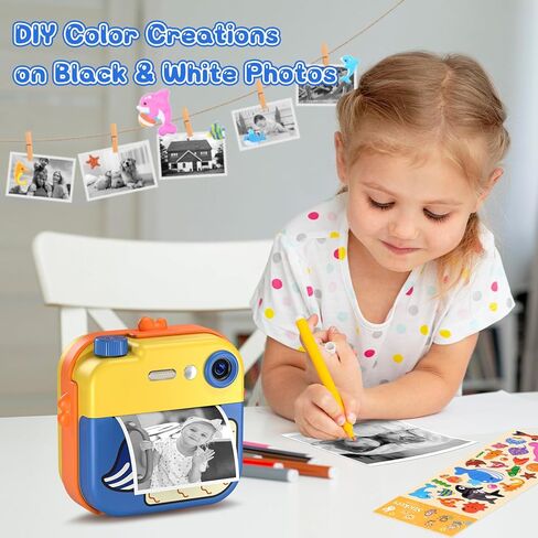 طباعة فورية لكاميرا الأطفال - كاميرا فيديو رقمية فورية بدقة 1080 بكسل للأطفال، هدايا عيد ميلاد عيد الميلاد للفتيات والأولاد من سن 3 إلى 12 عامًا، كاميرات للأطفال الصغار مع 3 لفات بدون ورق طباعة حبر وبطاقة SD 32 جيجا - أزرق in Kuwait