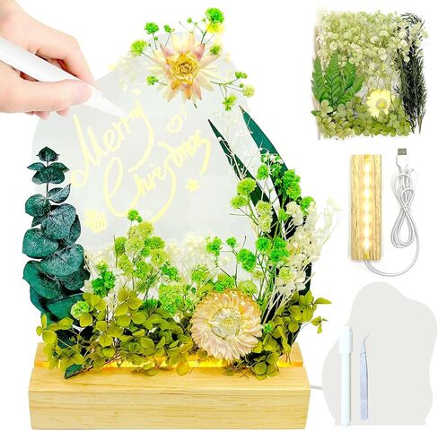 Preserved Flowers Gifts for Women, with LED Light and Acrylic Dry Erase Board, DIY Floral Desk Lamp Decor Kits, Cool Birthday Gifts for Mom, Her, Girlfriend, Grandma, Teacher, Wife, Sister(Purple) in Saudi Arabia