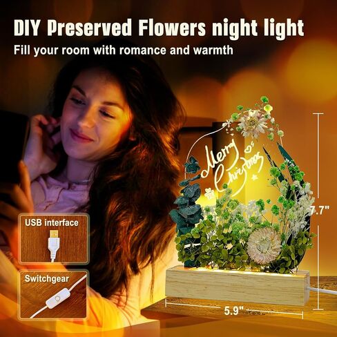 Preserved Flowers Gifts for Women, with LED Light and Acrylic Dry Erase Board, DIY Floral Desk Lamp Decor Kits, Cool Birthday Gifts for Mom, Her, Girlfriend, Grandma, Teacher, Wife, Sister(Purple) in Saudi Arabia