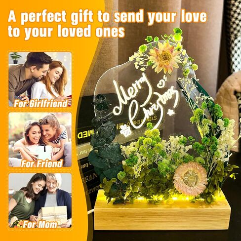 Preserved Flowers Gifts for Women, with LED Light and Acrylic Dry Erase Board, DIY Floral Desk Lamp Decor Kits, Cool Birthday Gifts for Mom, Her, Girlfriend, Grandma, Teacher, Wife, Sister(Purple) in Saudi Arabia