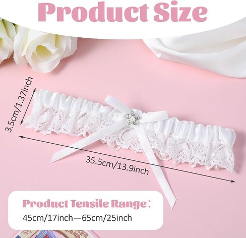 Wedding Garters for Bride, Elegant Satin Bride Garters with Rhinestone Lace Bridal Accessories for Women and Girls in Saudi Arabia