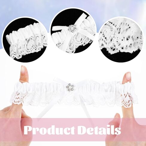 Wedding Garters for Bride, Elegant Satin Bride Garters with Rhinestone Lace Bridal Accessories for Women and Girls in Saudi Arabia