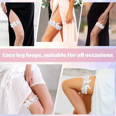 Wedding Garters for Bride, Elegant Satin Bride Garters with Rhinestone Lace Bridal Accessories for Women and Girls in Saudi Arabia
