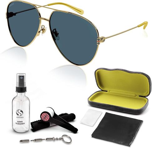 Gucci GG1280S Lightweight Metal Aviator shape Sunglasses + Bundle with eSHADES Luxury Eyewear Kit in Saudi Arabia