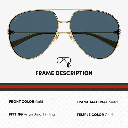 Gucci GG1280S Lightweight Metal Aviator shape Sunglasses + Bundle with eSHADES Luxury Eyewear Kit in Saudi Arabia