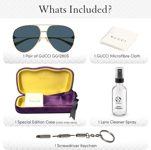Gucci GG1280S Lightweight Metal Aviator shape Sunglasses + Bundle with eSHADES Luxury Eyewear Kit in Saudi Arabia