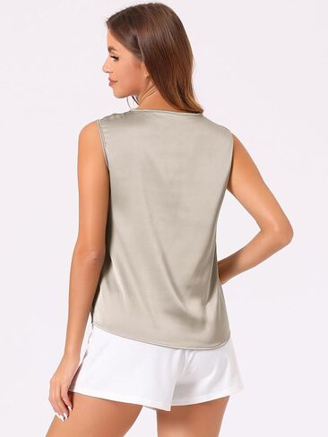 Womens Silk Satin Tank Tops V Neck Casual Sleeveless Blouses Summer Top in Saudi Arabia