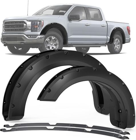 YITAMOTOR Fender Flares Fits 2018-2020 Ford F-150(Excludes Trucks with Technology Package), Pickup Front Rear Wheels Smooth Pocket Bolt-Riveted Style in Saudi Arabia