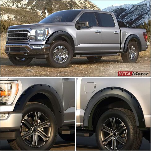 YITAMOTOR Fender Flares Fits 2018-2020 Ford F-150(Excludes Trucks with Technology Package), Pickup Front Rear Wheels Smooth Pocket Bolt-Riveted Style in Saudi Arabia