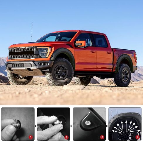 YITAMOTOR Fender Flares Fits 2018-2020 Ford F-150(Excludes Trucks with Technology Package), Pickup Front Rear Wheels Smooth Pocket Bolt-Riveted Style in Saudi Arabia