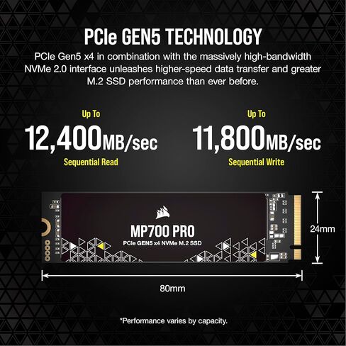 كورسير MP700 برو هيدرو اكس سيريز 2TB M.2 PCIe الجيل الخامس x4 NVMe 2.0 SSD - M.2 2280 - قراءة متتابعة حتى 12400 ميجابايت/ثانية - تي ال سي ناند عالية الكثافة - كتلة مياه مثبتة مسبقا - اسود in Kuwait