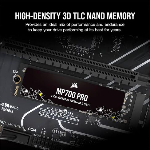 كورسير MP700 برو هيدرو اكس سيريز 2TB M.2 PCIe الجيل الخامس x4 NVMe 2.0 SSD - M.2 2280 - قراءة متتابعة حتى 12400 ميجابايت/ثانية - تي ال سي ناند عالية الكثافة - كتلة مياه مثبتة مسبقا - اسود in Kuwait