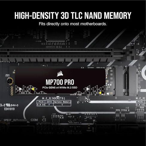كورسير MP700 برو هيدرو اكس سيريز 2TB M.2 PCIe الجيل الخامس x4 NVMe 2.0 SSD - M.2 2280 - قراءة متتابعة حتى 12400 ميجابايت/ثانية - تي ال سي ناند عالية الكثافة - كتلة مياه مثبتة مسبقا - اسود in Kuwait