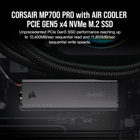 Corsair MP700 PRO Hydro X Series 2TB M.2 PCIe Gen5 x4 NVMe 2.0 SSD – M.2 2280 – Up to 12,400MB/sec Sequential Read – High-Density TLC NAND – Pre-Installed Water Block – Black in Kuwait