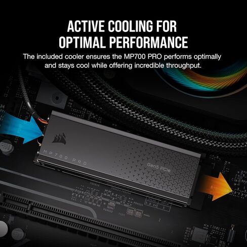 Corsair MP700 PRO Hydro X Series 2TB M.2 PCIe Gen5 x4 NVMe 2.0 SSD – M.2 2280 – Up to 12,400MB/sec Sequential Read – High-Density TLC NAND – Pre-Installed Water Block – Black in Kuwait