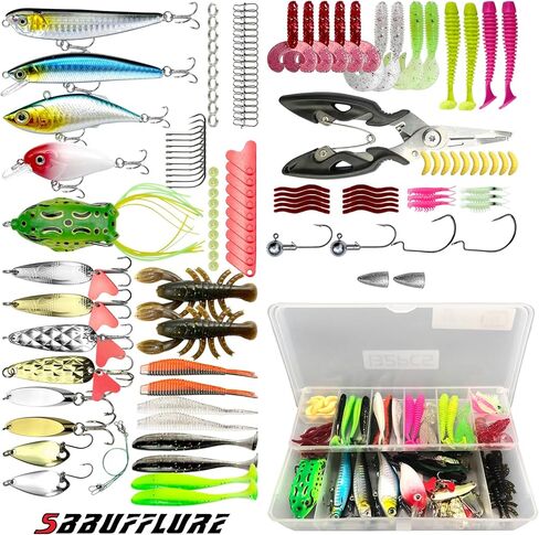 مجموعة طُعم صيد الأسماك في المياه العلوية من SBBUFFLURE للمياه العذبة، طُعم بلاستيكي ناعم، ملحقات صيد الأسماك، صناديق أدوات، ملاعق الصيد، طعوم السباحة، طعوم البلمة، الطعم الكرنك، VIB in Kuwait