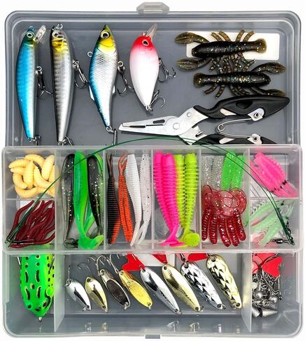 مجموعة طُعم صيد الأسماك في المياه العلوية من SBBUFFLURE للمياه العذبة، طُعم بلاستيكي ناعم، ملحقات صيد الأسماك، صناديق أدوات، ملاعق الصيد، طعوم السباحة، طعوم البلمة، الطعم الكرنك، VIB in Kuwait