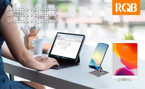 Cell Phone Stand, Foldable Aluminum Adjustable Phone Holder for Desk Portable Travel Holder Office Desk Accessories Compatible for iPhone 14 Pro Max X Xr Samsung,iPad Mini, Tablets Up to 8" Grey in Saudi Arabia