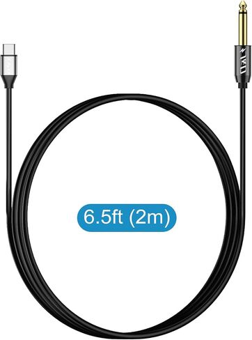 J&D USB-C to 6.35mm 1/4 inch TS Audio Cable, Gold Plated USB Type C to 1/4" Male Mono Interconnect Aux Adapter Cable Compatible with iPhone 15/16 Series, 6.5 Feet in Kuwait