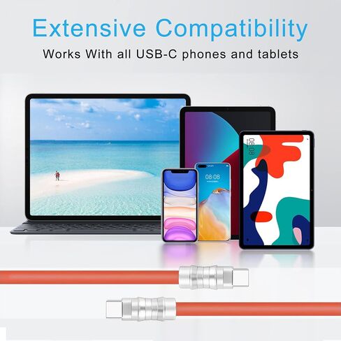 WLGQ Geek نمط صناعي مصنوع يدويًا مخصص USBC إلى C PD 100W مادة سيليكون صديقة للبشرة كابل شحن سريع غلاف معدني USB-C للكمبيوتر المحمول والكمبيوتر اللوحي والهاتف كابل شحن عالمي (Klein Blue-0.5m) in Kuwait